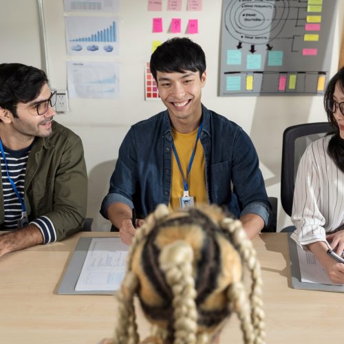 Asian startup business people team do job interview candidate for the job position